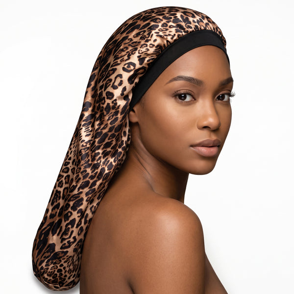 Satin Bonnet für Dreadlocks / Zöpfe / Rasta - Leopard print Dreadsock / Satin bonnet / Schlafhaube / Hair Bonnet