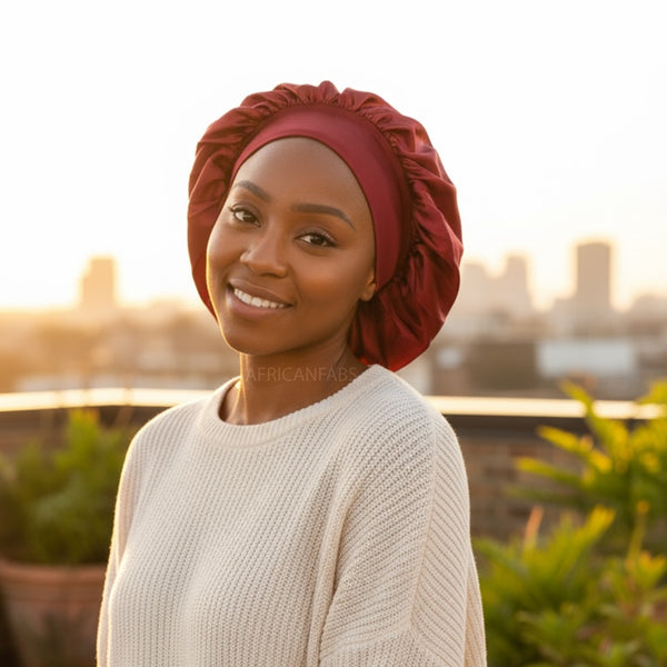 Satinhaube / Satin Bonnet - Rot ( Satin Schlafhaube )