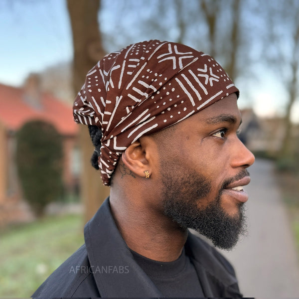 Haarband / Stirnband / Kopfband in Afrikanischer Print - Unisex Erwachsene - Braun X Bogolan