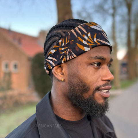 Haarband / Stirnband / Kopfband in Afrikanischer Print - Unisex Erwachsene - Mix Braun Feathers