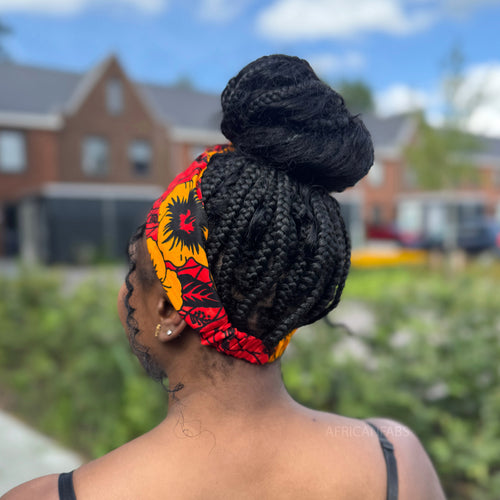 Haarband / Stirnband / Kopfband in Afrikanischer Print - Rot Flowers