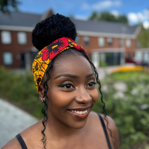 Haarband / Stirnband / Kopfband in Afrikanischer Print - Gelb Flowers
