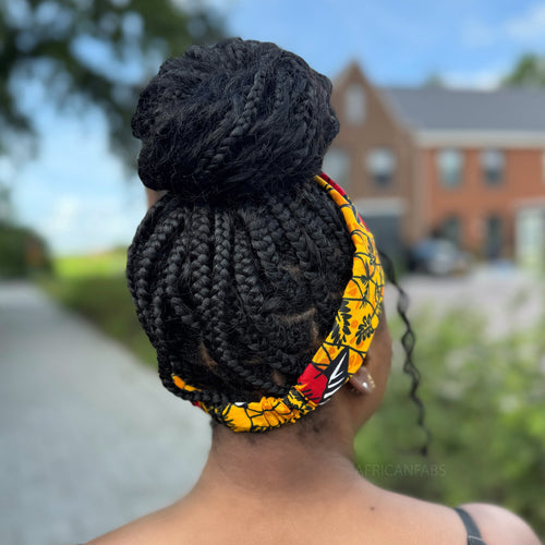 Haarband / Stirnband / Kopfband in Afrikanischer Print - Gelb Flowers