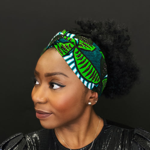 Haarband / Stirnband / Kopfband in Afrikanischer Print - Grün