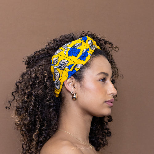 Haarband / Stirnband / Kopfband in Afrikanischer Print - Gelb Blau flowers