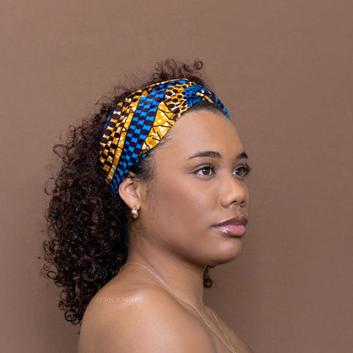Haarband / Stirnband / Kopfband in Afrikanischer Print - Blau dotted patterns