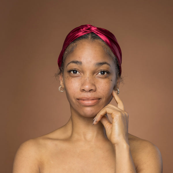 Rot Satin-Haarband mit Twist - Stirnband / Kopfband für Erwachsene