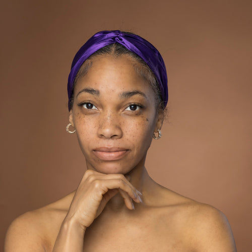 Lila Satin-Haarband mit Twist - Stirnband / Kopfband für Erwachsene