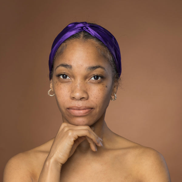 Lila Satin-Haarband mit Twist - Stirnband / Kopfband für Erwachsene