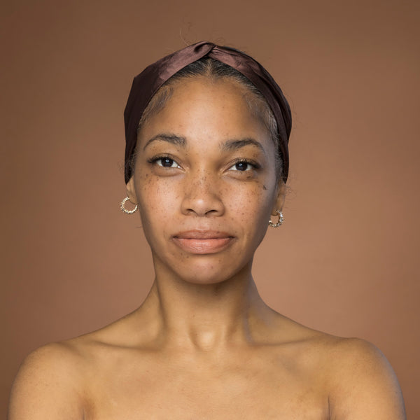 Braun Satin-Haarband mit Twist - Stirnband / Kopfband für Erwachsene