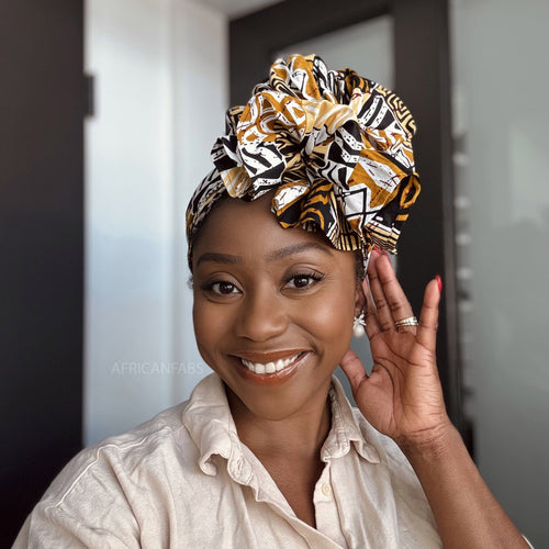 Afrikanisches Kopftuch / headwrap - Sand Bogolan Mosaik