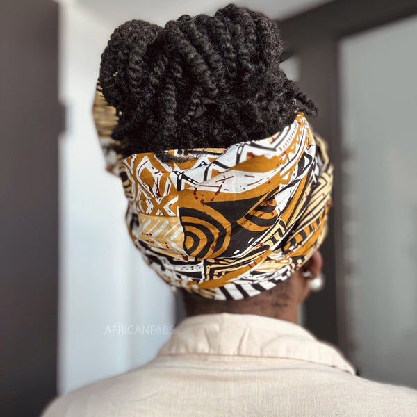 Afrikanisches Kopftuch / headwrap - Sand Bogolan Mosaik