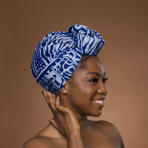 Afrikanisches Kopftuch / headwrap - Blau Ndop Cameroon