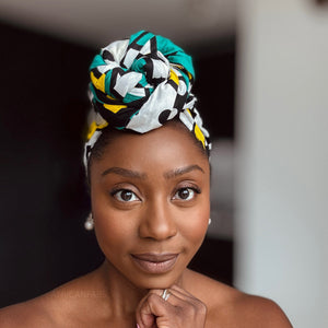 Afrikanisches Kopftuch / headwrap - Türkis Gelb Samakaka / Samacaca