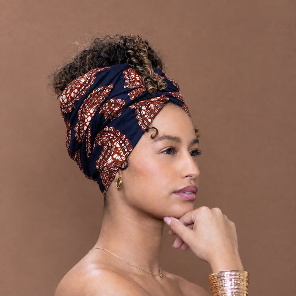Afrikanisches Kopftuch / headwrap - Schwarz Paisley
