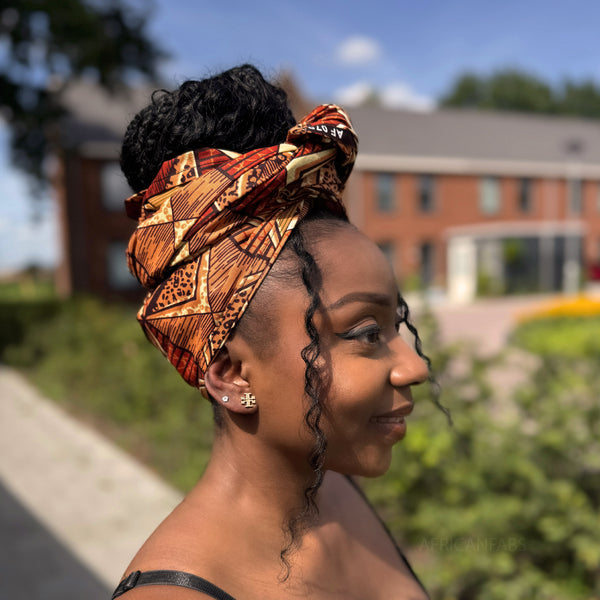 Afrikanisches Kopftuch / headwrap - Braun & Beige African Prism