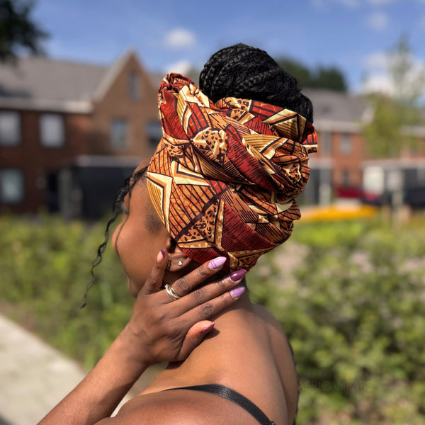 Afrikanisches Kopftuch / headwrap - Braun & Beige African Prism