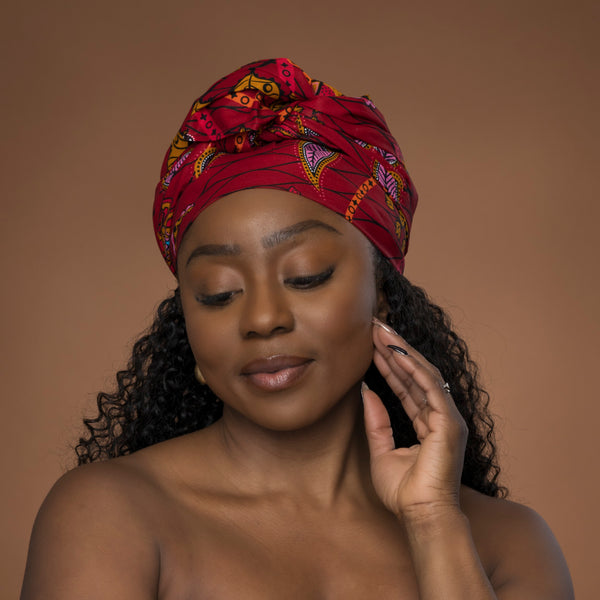 Afrikanisches Kopftuch / headwrap - Rot Botanical Flow