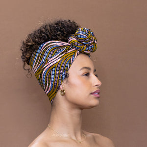 Afrikanisches Kopftuch / headwrap - Senf  wave