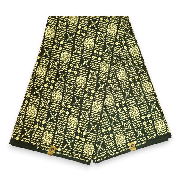 Afrikanisches Kopftuch / headwrap - Grün Bogolan Grid