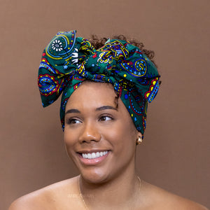 Afrikanisches Kopftuch / headwrap - Grün Multicolor Paisley 