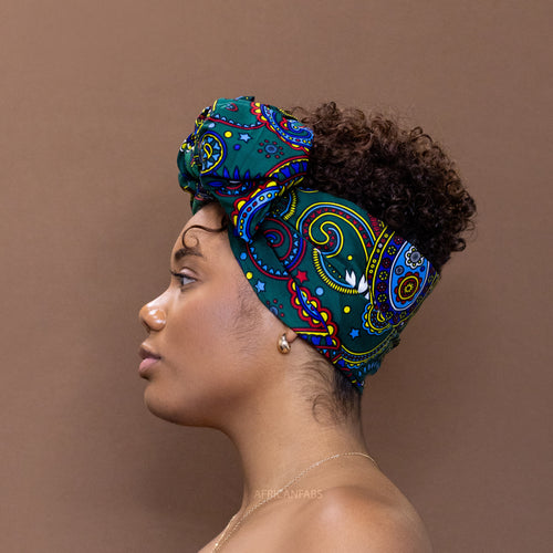 Afrikanisches Kopftuch / headwrap - Grün Multicolor Paisley 