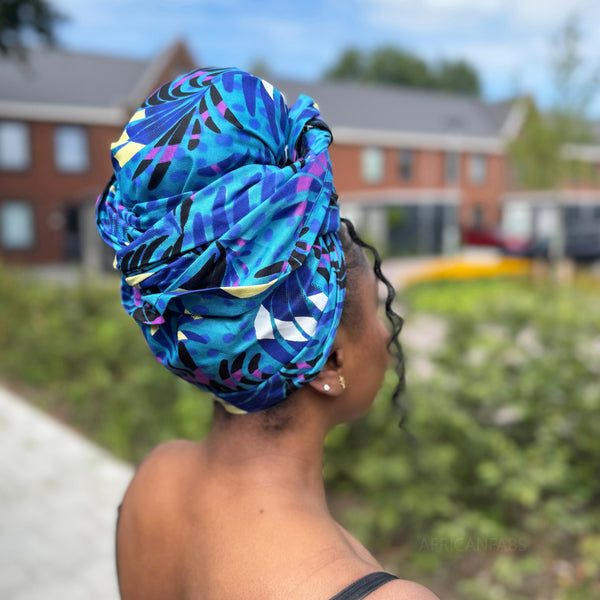 Afrikanisches Kopftuch / headwrap - Türkis Feathers