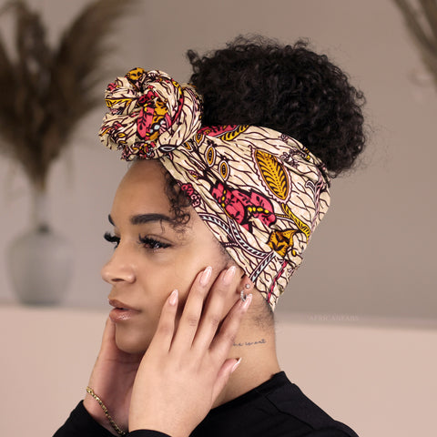 Afrikanisches Kopftuch / headwrap - Beige Floral life