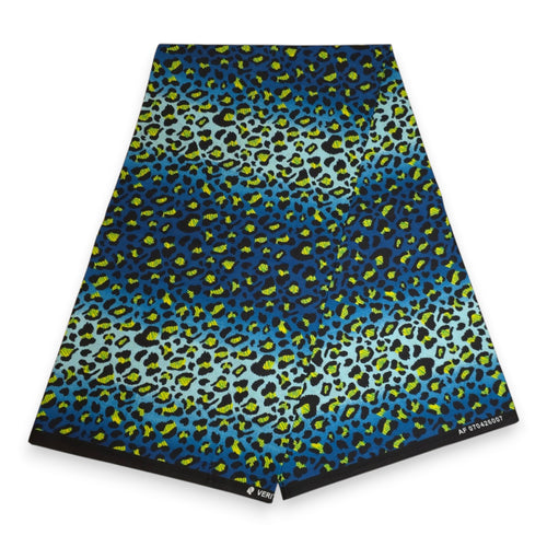 Afrikanisches Kopftuch / headwrap - Blau Leopard Spots