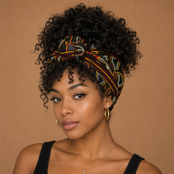 African headwrap - Black Red Toghu Cameroon