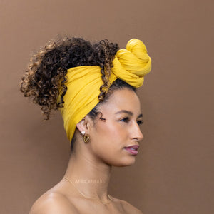 Ocker gelb Kopftuch - Turban aus dehnbarem Jersey-Gewebe