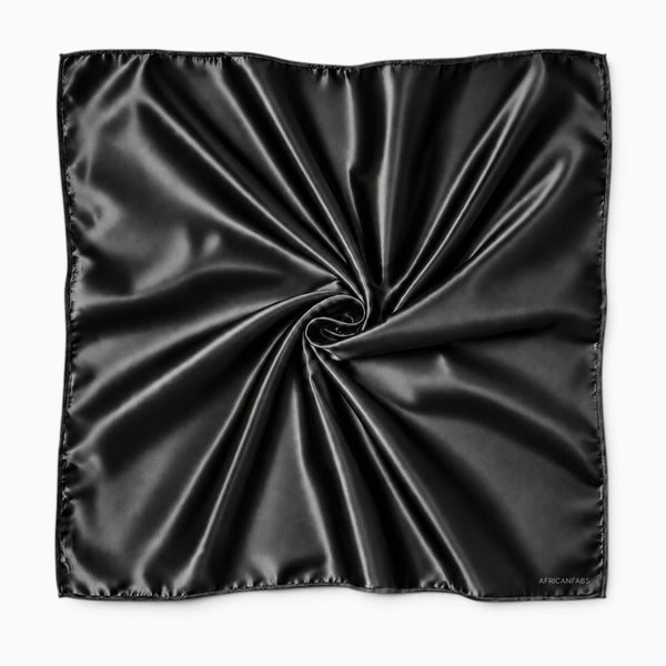 Schwarzes quadratisches Satin-Tuch / Bandana / Kopftuch 90 x 90 cm