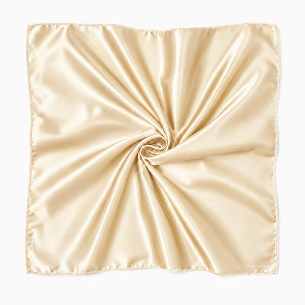 Beige Ivory quadratisches Satin-Tuch / Bandana / Kopftuch 90 x 90 cm