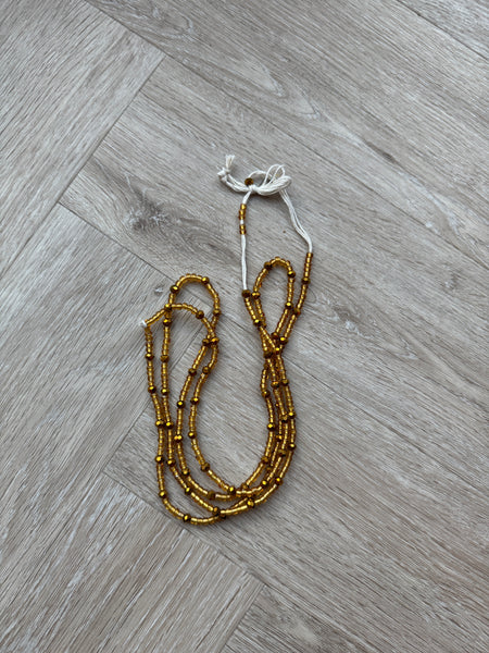 (Wichtig: bitte lesen) Waist Beads / Afrikanische Taillenkette - Gold (Traditionelle nicht elastische Schnur) 
