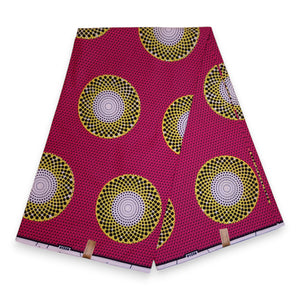 Afrikanischer Stoff - Rot / Gelb Circles - 100% Baumwolle