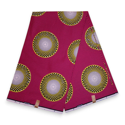 Afrikanischer Stoff - Rot / Gelb Circles - 100% Baumwolle