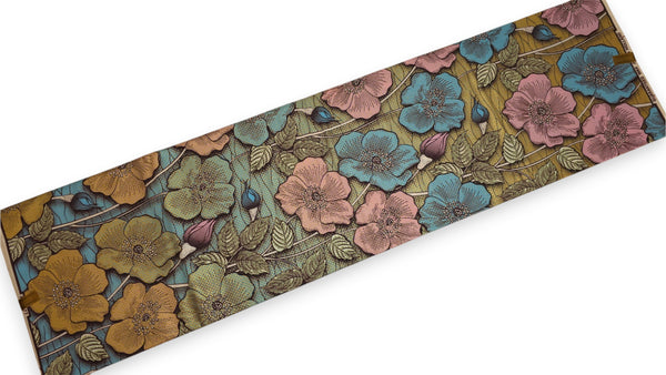 Afrikanischer Stoff - Blau Gold Vintage Garden Bloom - Spezialeffekt Brillant Platinum Edition