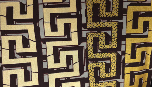 Afrikanischer Stoff - Gold Braun Royal Maze - Spezialeffekt Brillant Platinum Edition