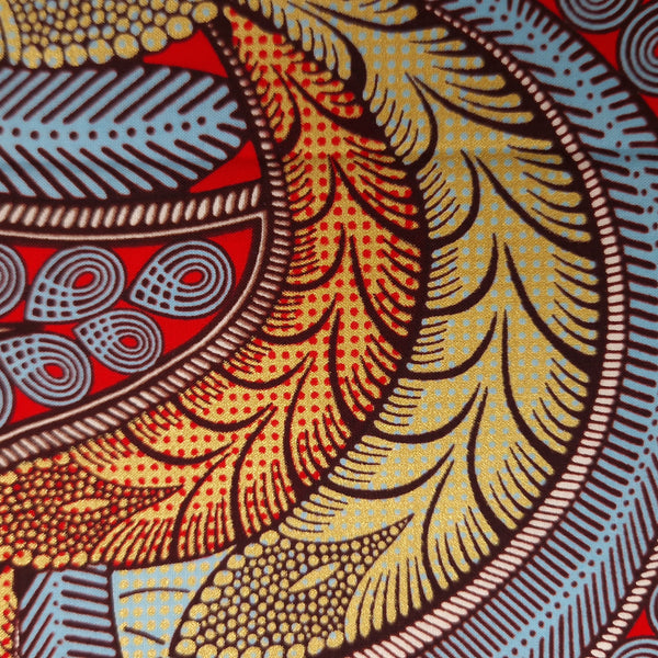 Afrikanischer Stoff - Gold Feathers - Gold-Effekt Brilliant Platinum Edition