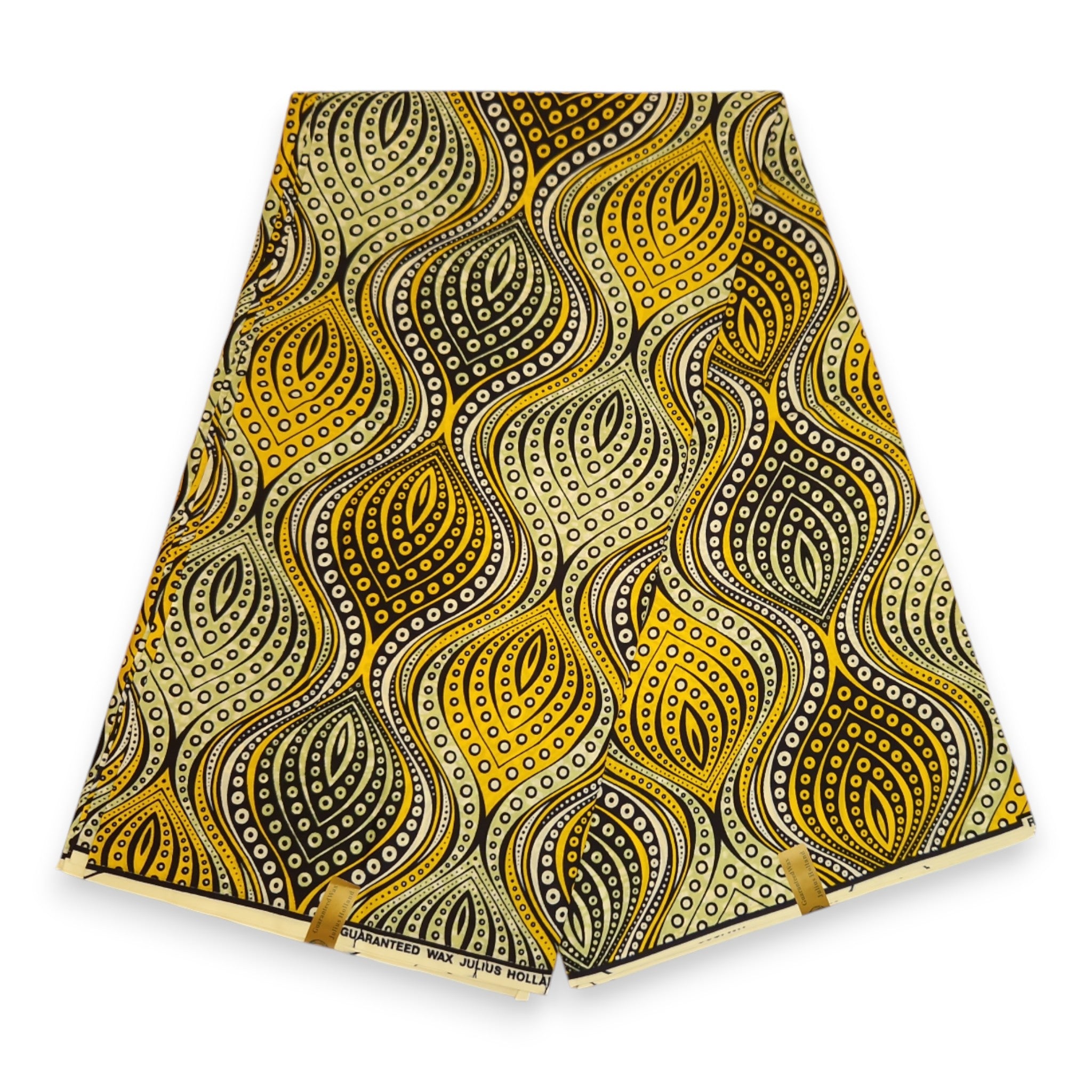 Afrikanischer Stoff - Gelb Teardrop Waves - 100% Baumwolle