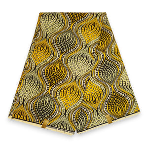 Afrikanischer Stoff - Gelb Teardrop Waves - 100% Baumwolle
