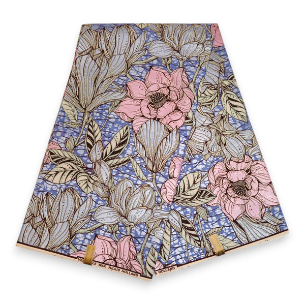 Afrikanischer Stoff - Rosa Flowers - Spezialeffekt Brillant Platinum Edition