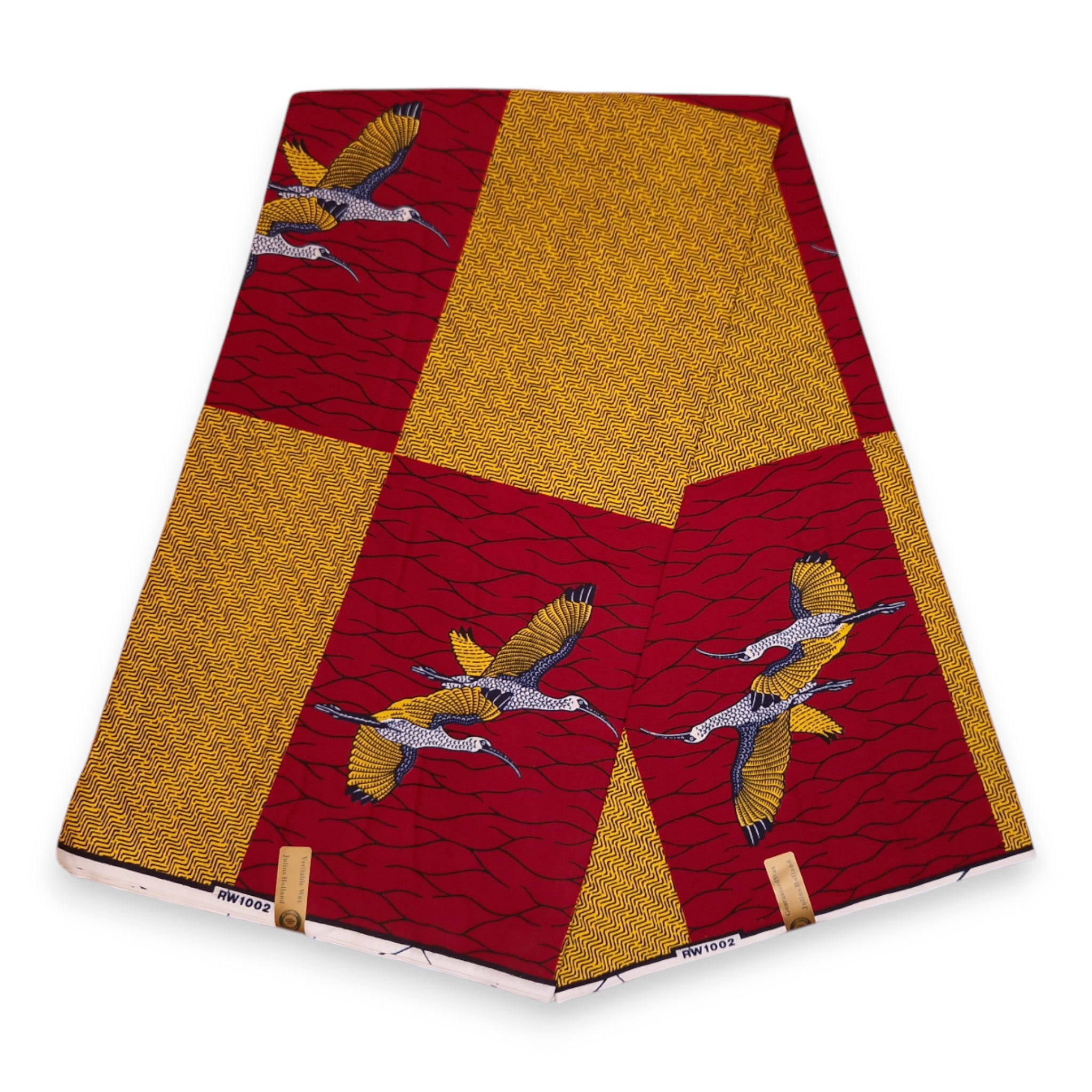 Afrikanischer Stoff - Rot Birds - 100% Baumwolle