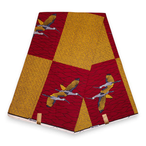 Afrikanischer Stoff - Rot Birds - 100% Baumwolle