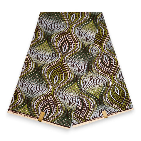 Afrikanischer Stoff - Grün Leaf Eye Drops - Spezialeffekt Brillant Platinum Edition
