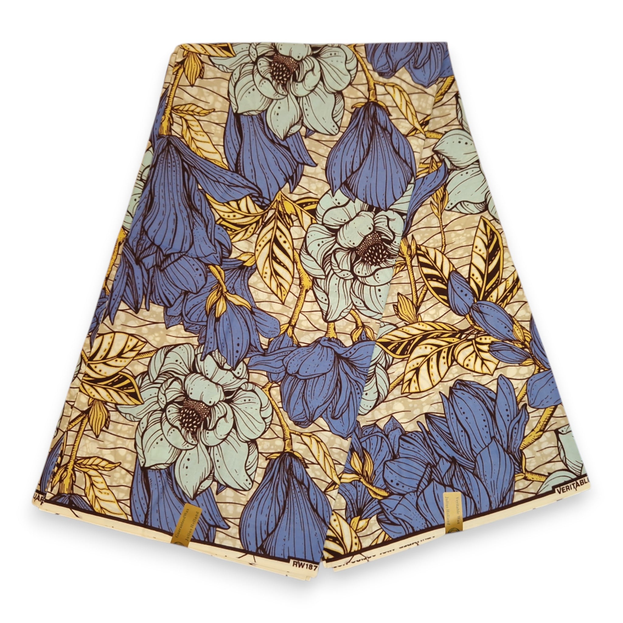 Afrikanischer Stoff - Blau Garden Flowers - 100% Baumwolle