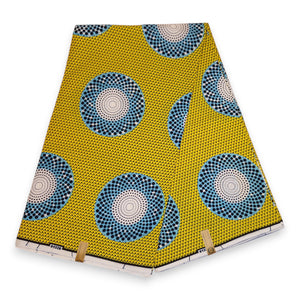 Afrikanischer Stoff - Gelb Circles - 100% Baumwolle