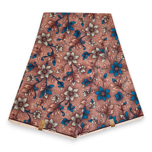 Afrikanischer Stoff - Blau Mixed Flowers - 100% Baumwolle