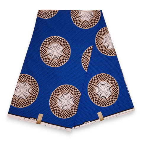 Afrikanischer Stoff - Blau Circles - 100% Baumwolle