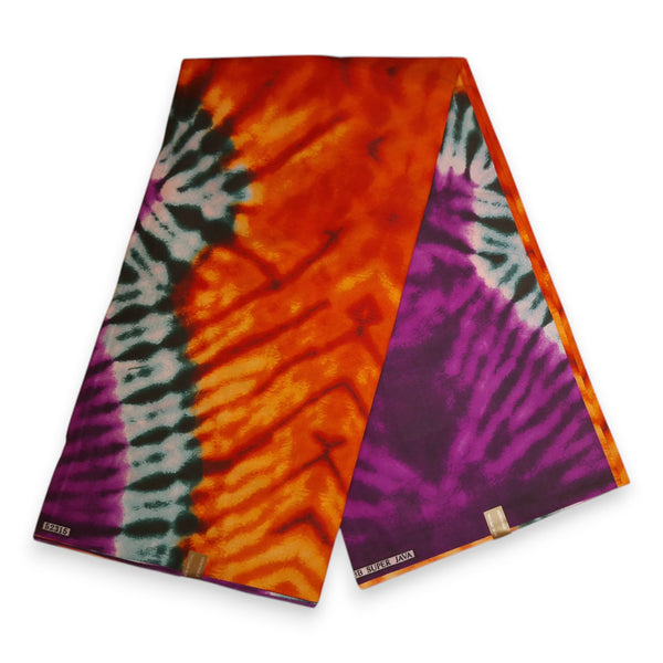 Afrikanischer Stoff - Orange Violett Tie Dye - Polycotton